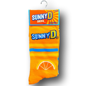 3/$20 Sunny D Retro Orange Drink Funny Novelty Crew Socks - NWT